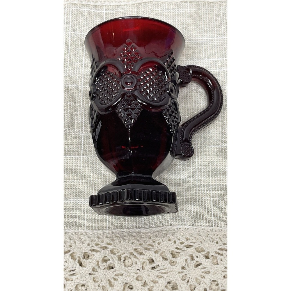 Vintage Avon 1876 Cape Cod Ruby Red Glass Footed Pedestal Mug Wheaton